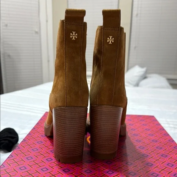 Tory Burch Tan Suede Heeled Boots - Picture 8 of 11